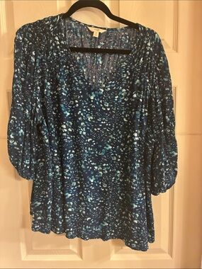 Terra & Sky Navy Blue Printed Peasant Tunic